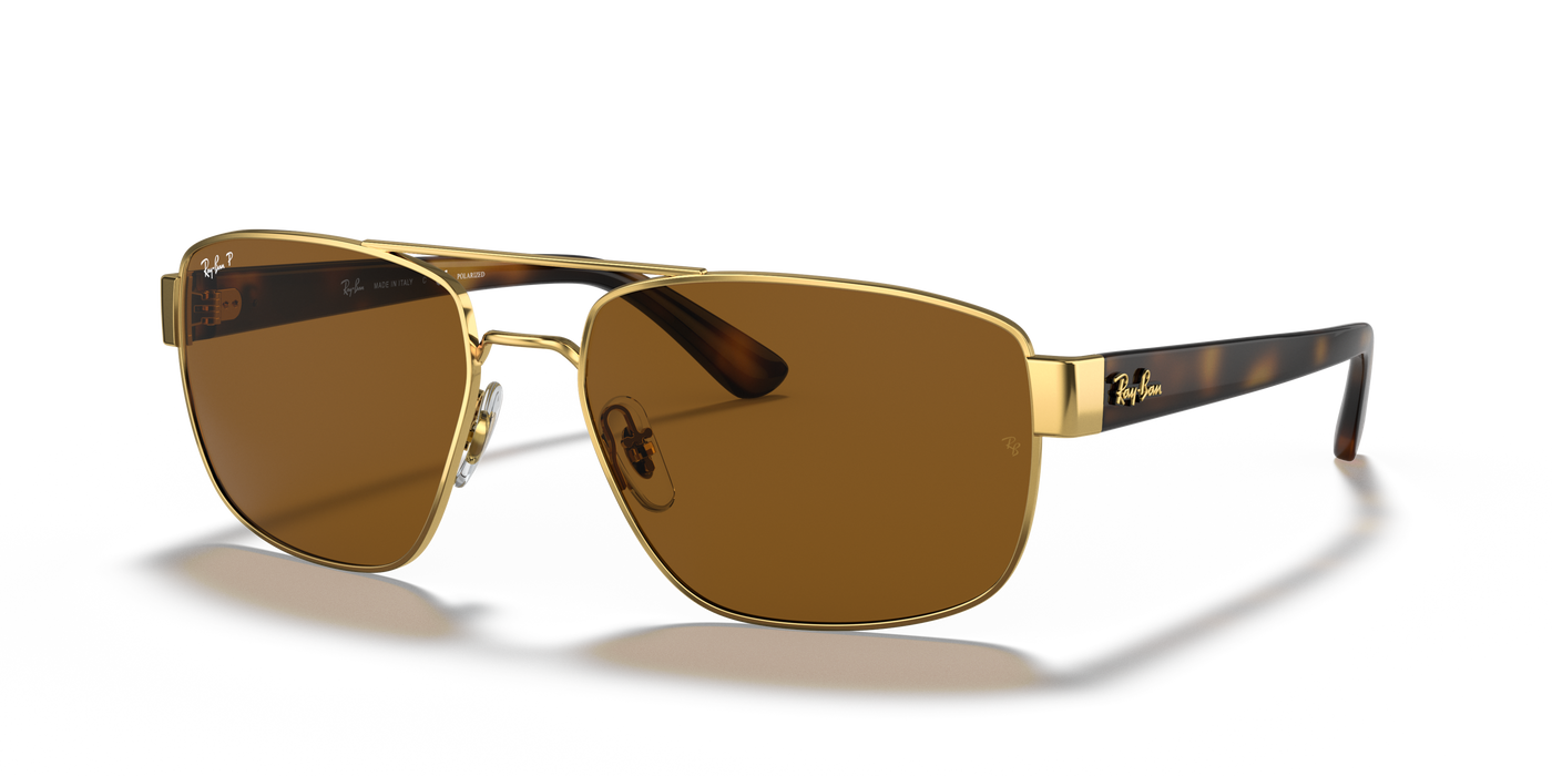 Anteojos de sol Ray-Ban RB3663 60, Gld, Brn Polarizado